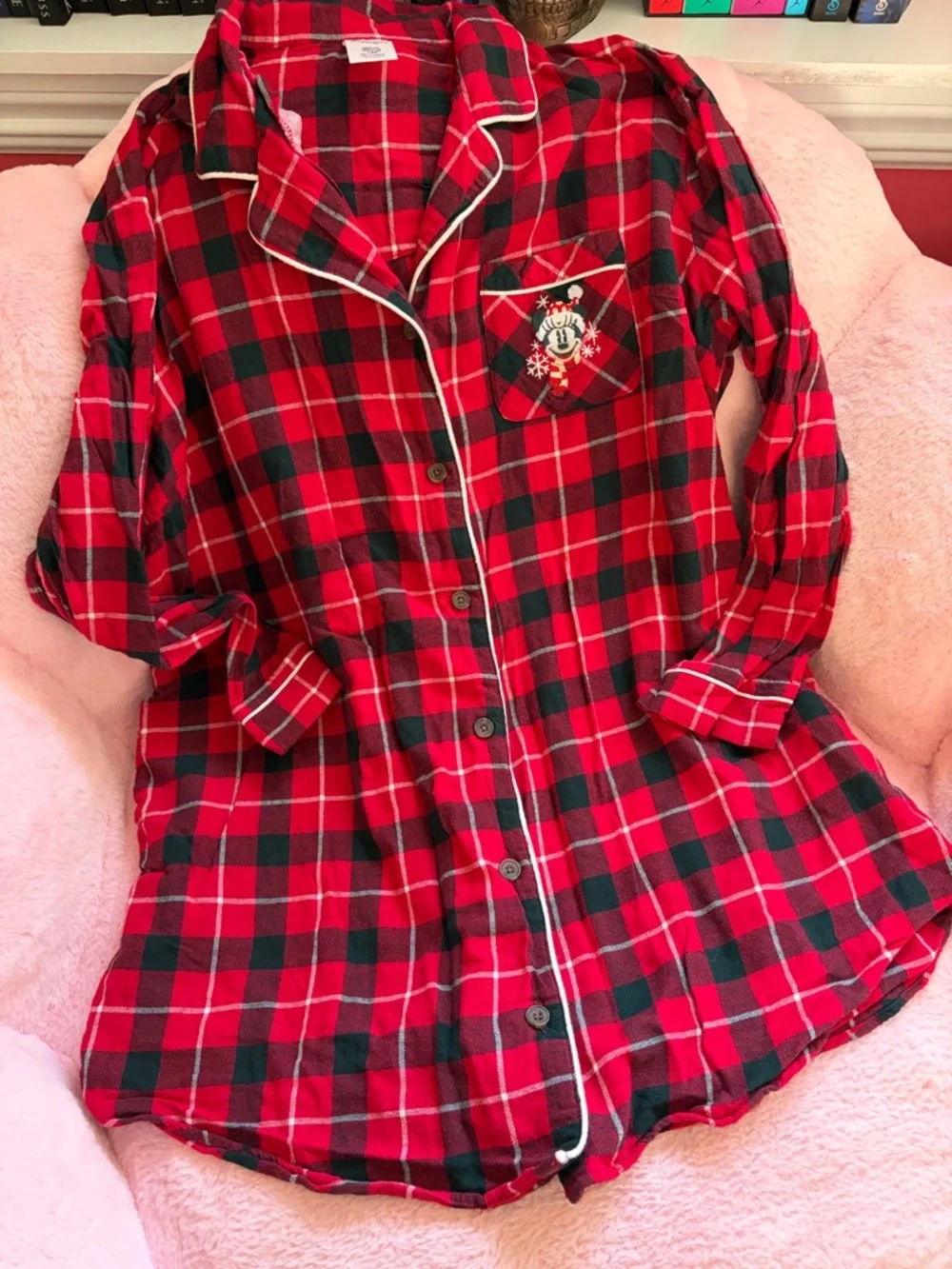 🎄Disney store Minnie Mouse plaid flannel holiday nightgown size XL GUC! - Picture 5 of 10